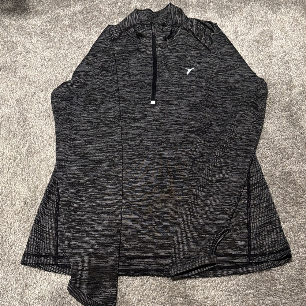 Old Navy Women's Black Heather Quarter-Zip Active Pullover